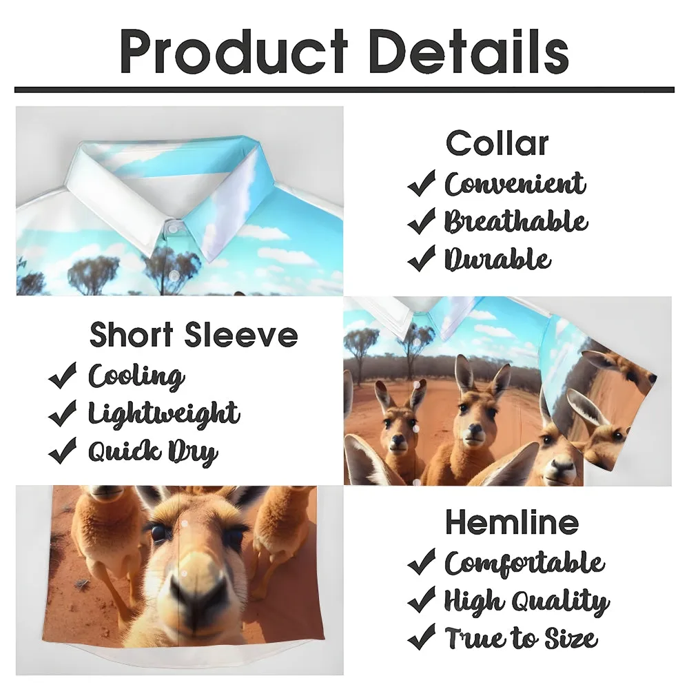 Fun Animal Selfie Print Casual Oversized Short Sleeve Shirt 2406002093