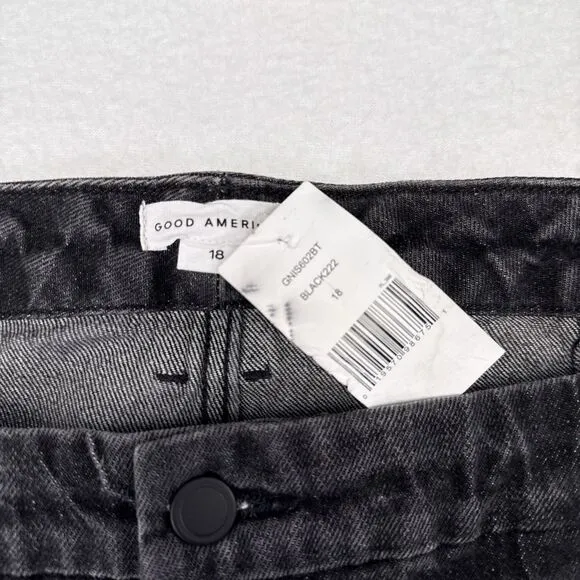 Good American Jeans Size 18 Black Distressed Good 90s Denim Casual  Baggy NEW