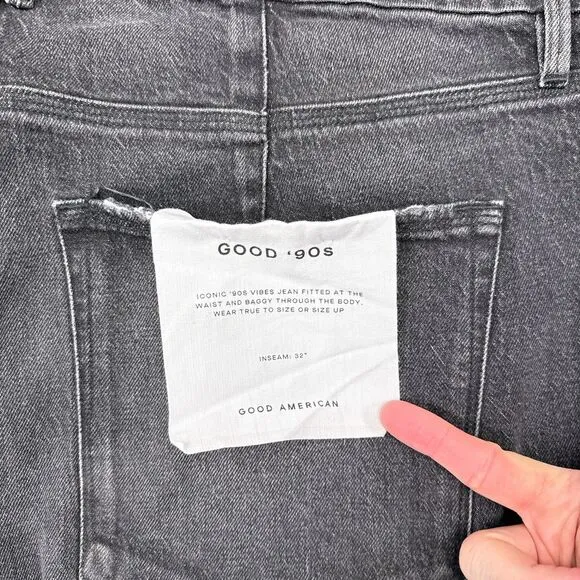 Good American Jeans Size 18 Black Distressed Good 90s Denim Casual  Baggy NEW