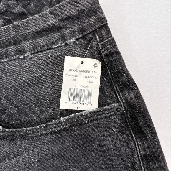 Good American Jeans Size 18 Black Distressed Good 90s Denim Casual  Baggy NEW