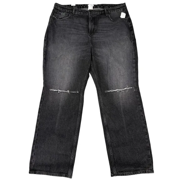 Good American Jeans Size 18 Black Distressed Good 90s Denim Casual  Baggy NEW