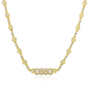 Gothic Font Opal Custom Necklace - 5mm