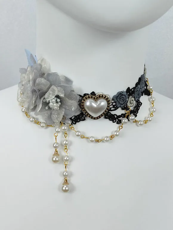 Gothic Lolita Accessories Light Pink Chains Pearls Choker Miscellaneous