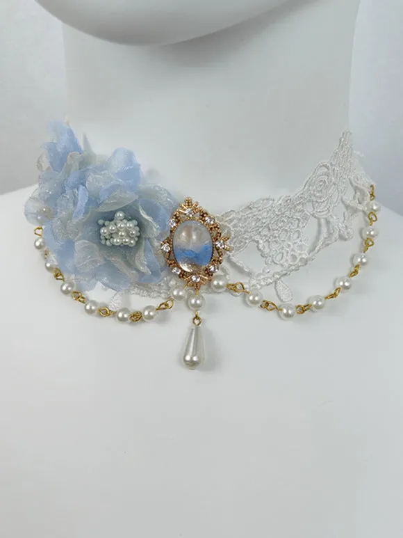 Gothic Lolita Accessories Light Pink Chains Pearls Choker Miscellaneous