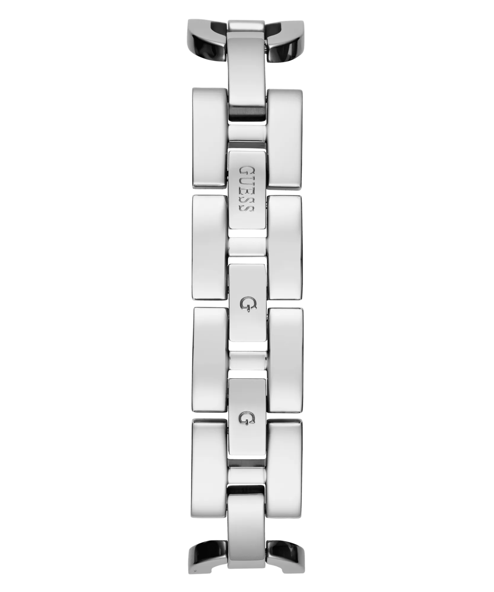 Guess Gia Polished Silver Tone Logo Case With Crystals Sunray Silver Dial And Polished Silver Tone Bracelet With Adjustable G Links GW0683L1