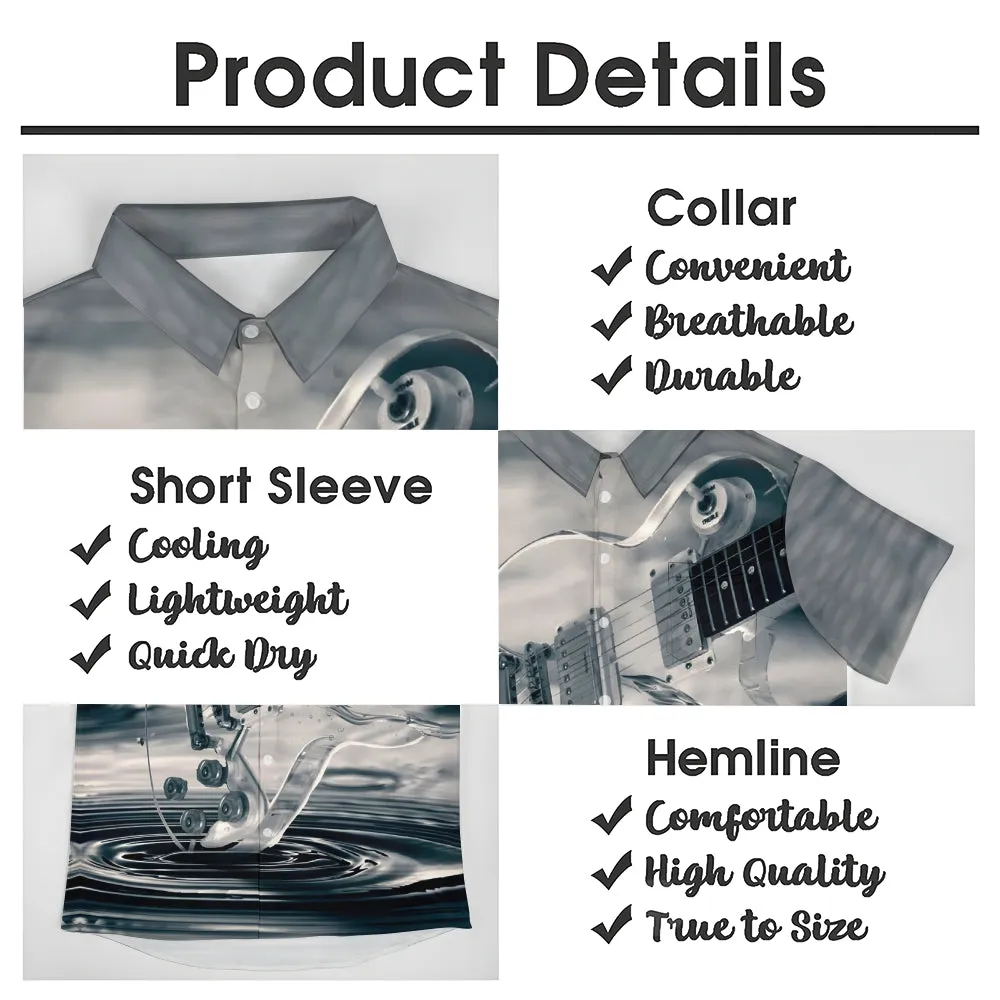 Guitar Print Casual Oversized Short Sleeve Shirt 2406003210