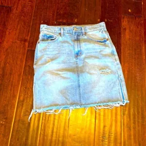 Habitual light wash denim skirt slits on sides zipper &amp; button fly distressed