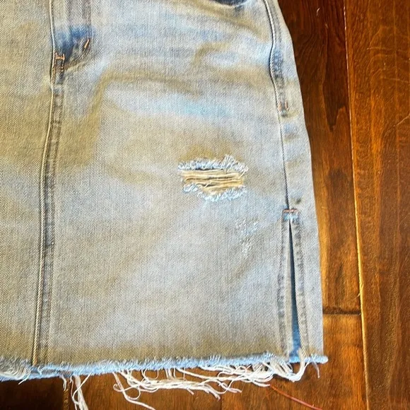 Habitual light wash denim skirt slits on sides zipper &amp; button fly distressed