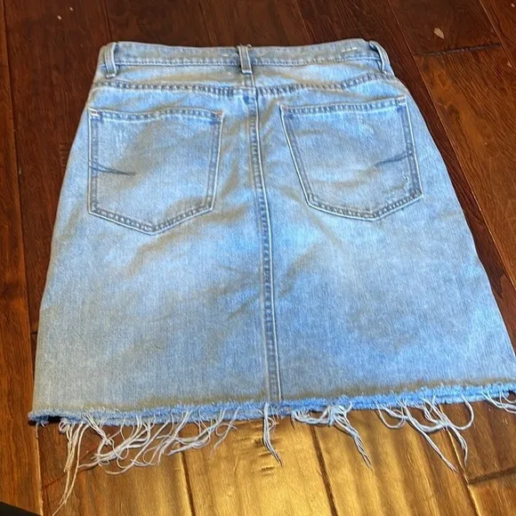 Habitual light wash denim skirt slits on sides zipper &amp; button fly distressed