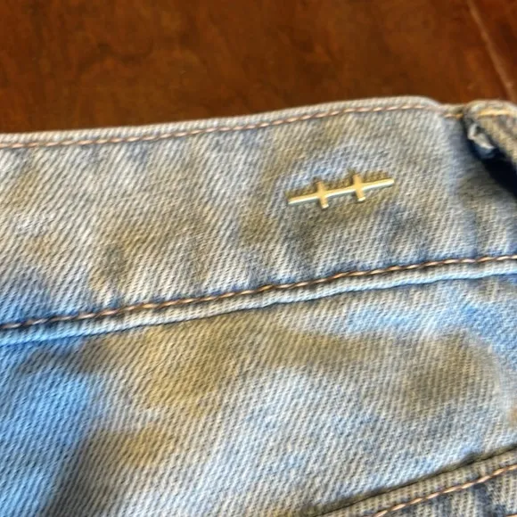 Habitual light wash denim skirt slits on sides zipper &amp; button fly distressed