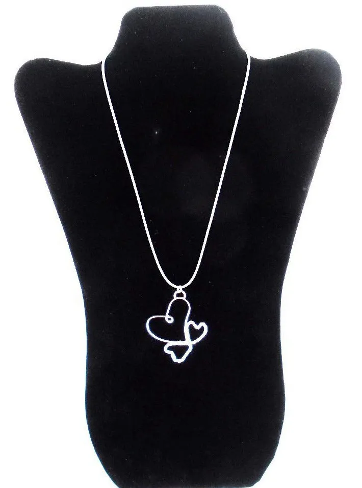 Handmade Sterling Silver Looped Heart Pendant – Twisted Hearts Design with Interchangeable Chains