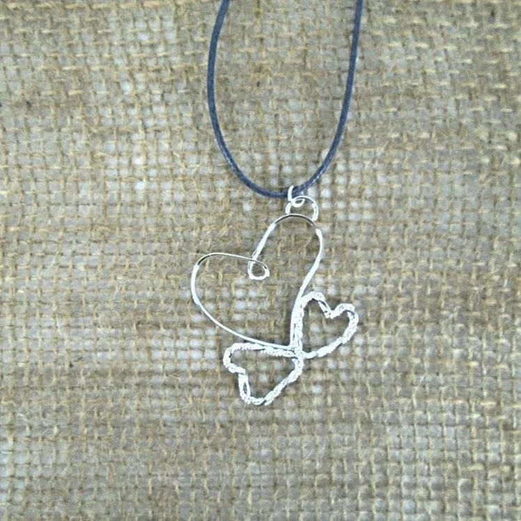 Handmade Sterling Silver Looped Heart Pendant – Twisted Hearts Design with Interchangeable Chains