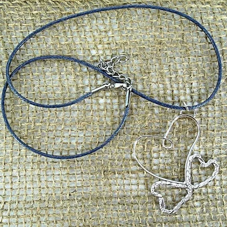 Handmade Sterling Silver Looped Heart Pendant – Twisted Hearts Design with Interchangeable Chains