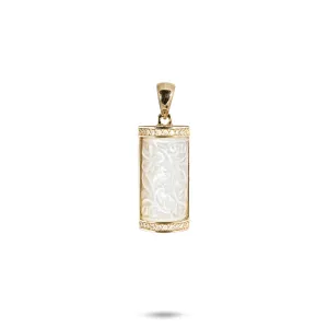 Hawaiian Heirloom Plumeria Mother of Pearl Pendant in Gold - 17mm