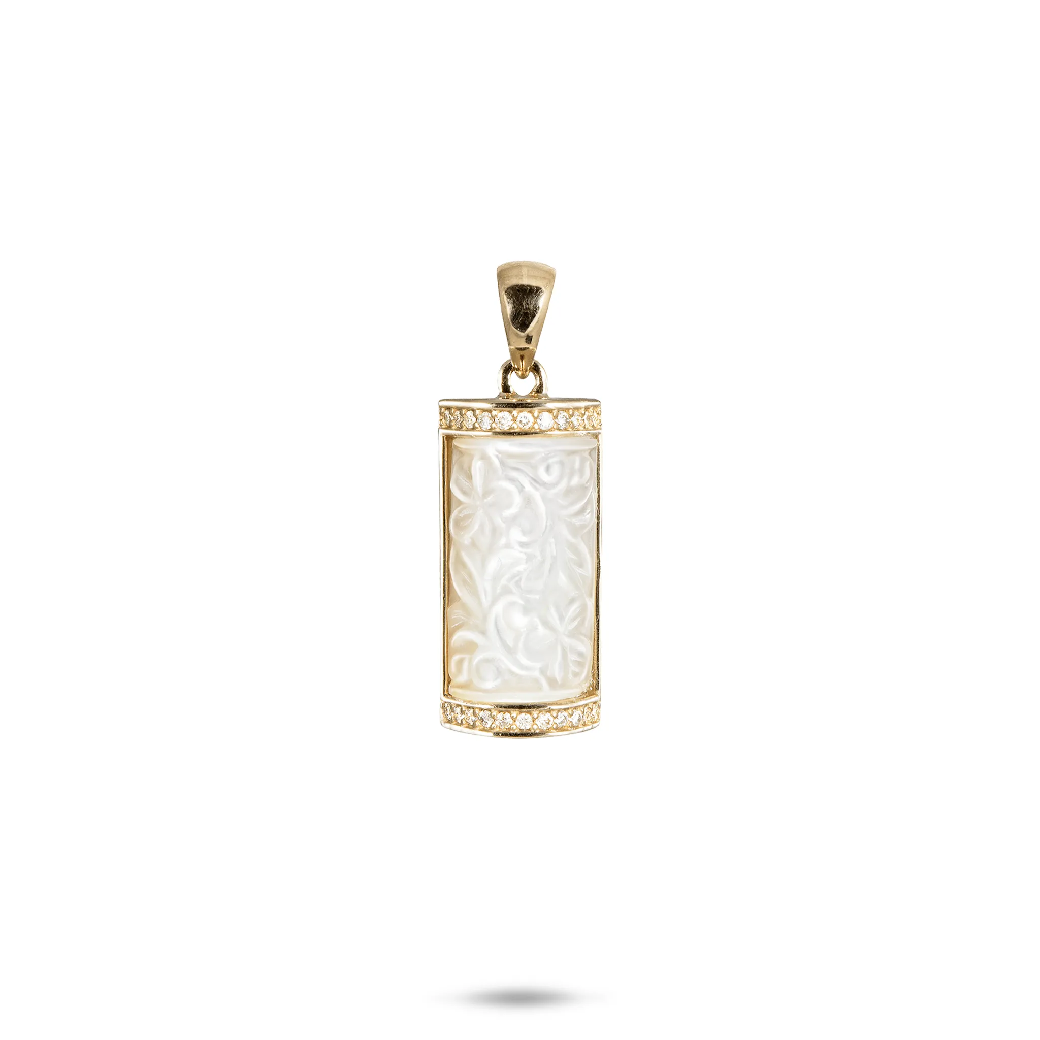 Hawaiian Heirloom Plumeria Mother of Pearl Pendant in Gold - 17mm