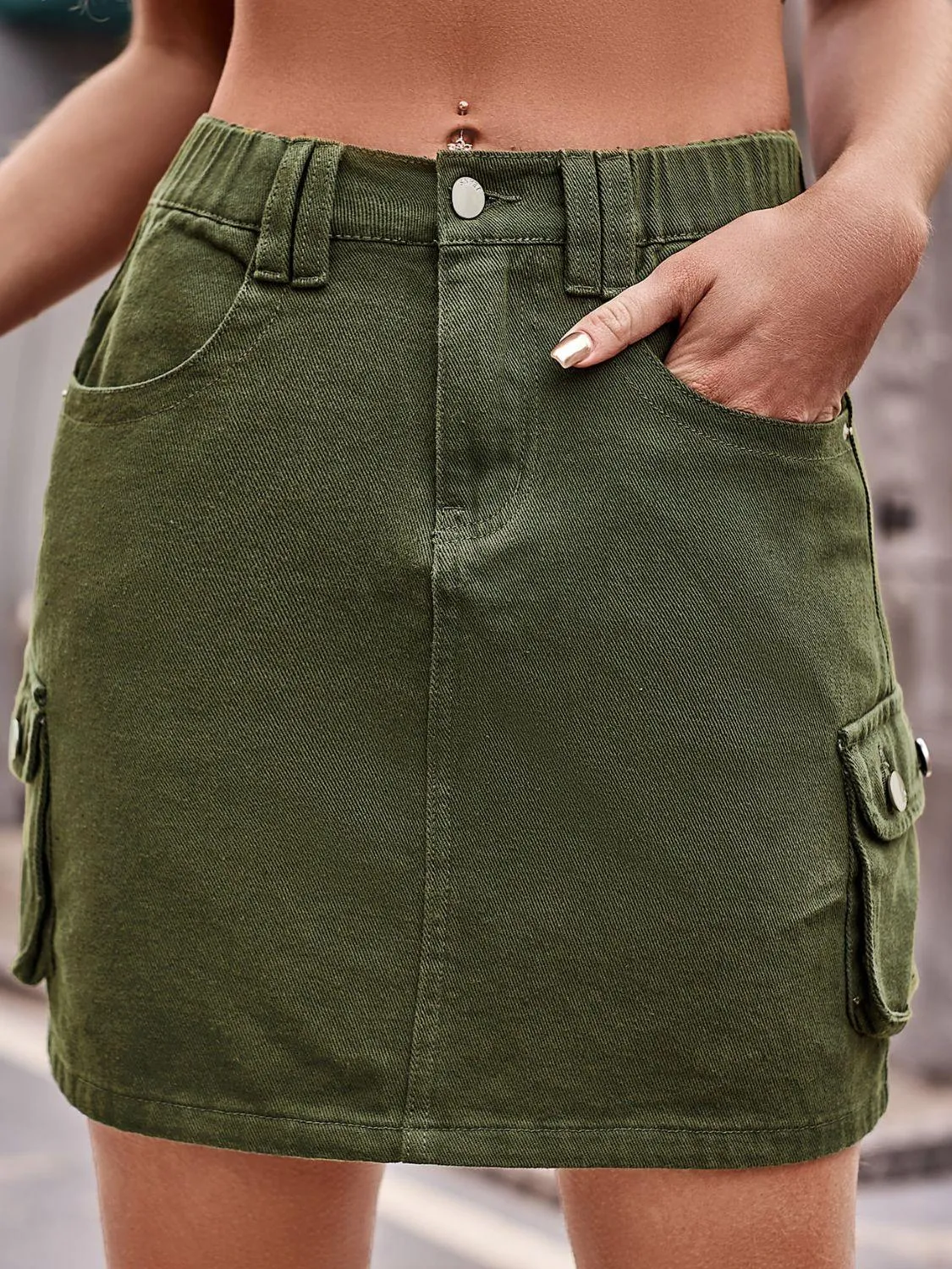 Hazel Blues® |  Denim Mini Skirt with Pockets