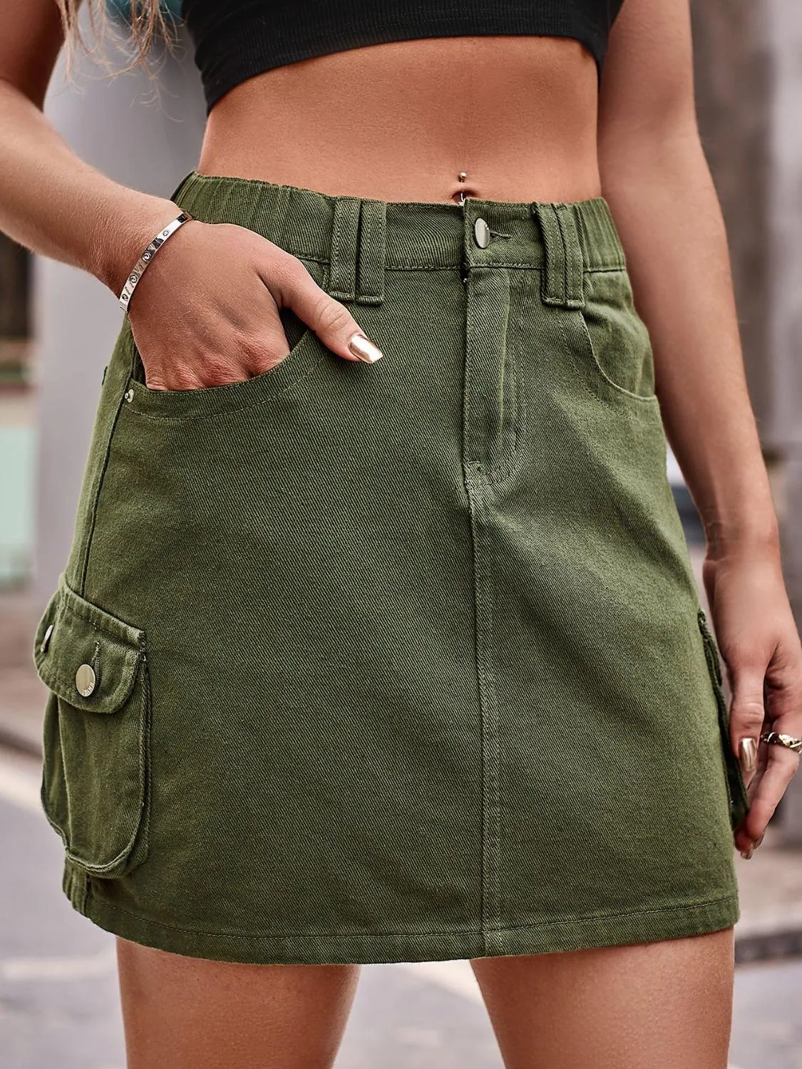 Hazel Blues® |  Denim Mini Skirt with Pockets