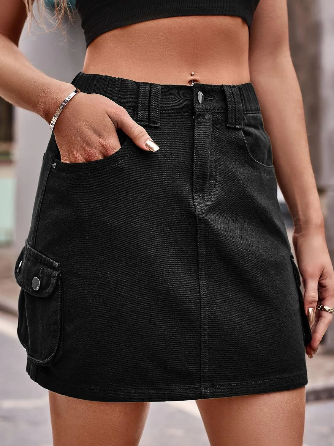 Hazel Blues® |  Denim Mini Skirt with Pockets