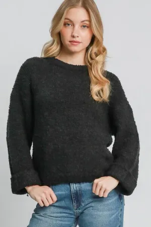 Hazel Blues® | Umgee Round Neck Long Sleeve Boucle Sweater