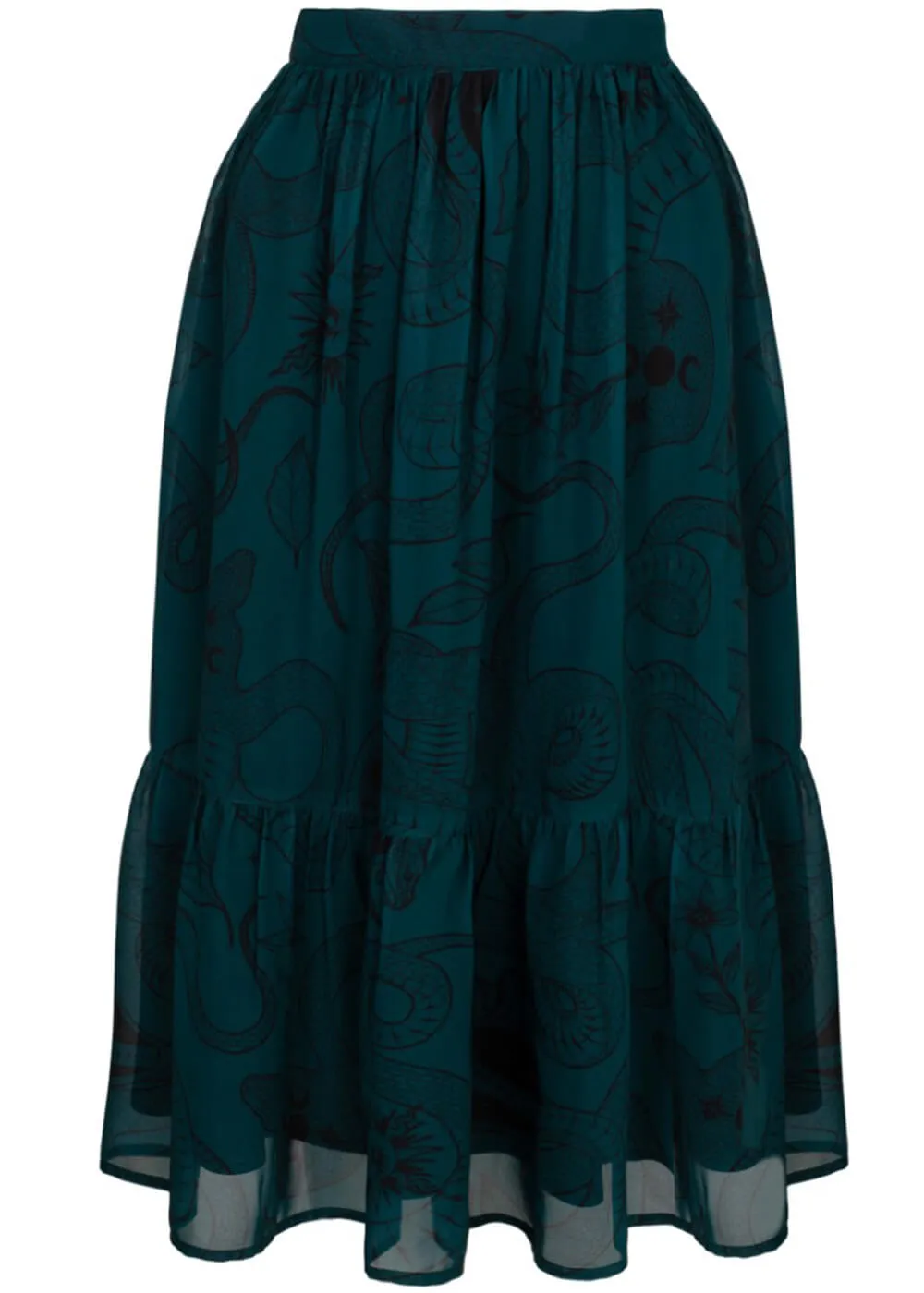 Hell Bunny Venom Snake 70's Skirt Green