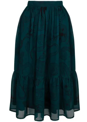 Hell Bunny Venom Snake 70's Skirt Green