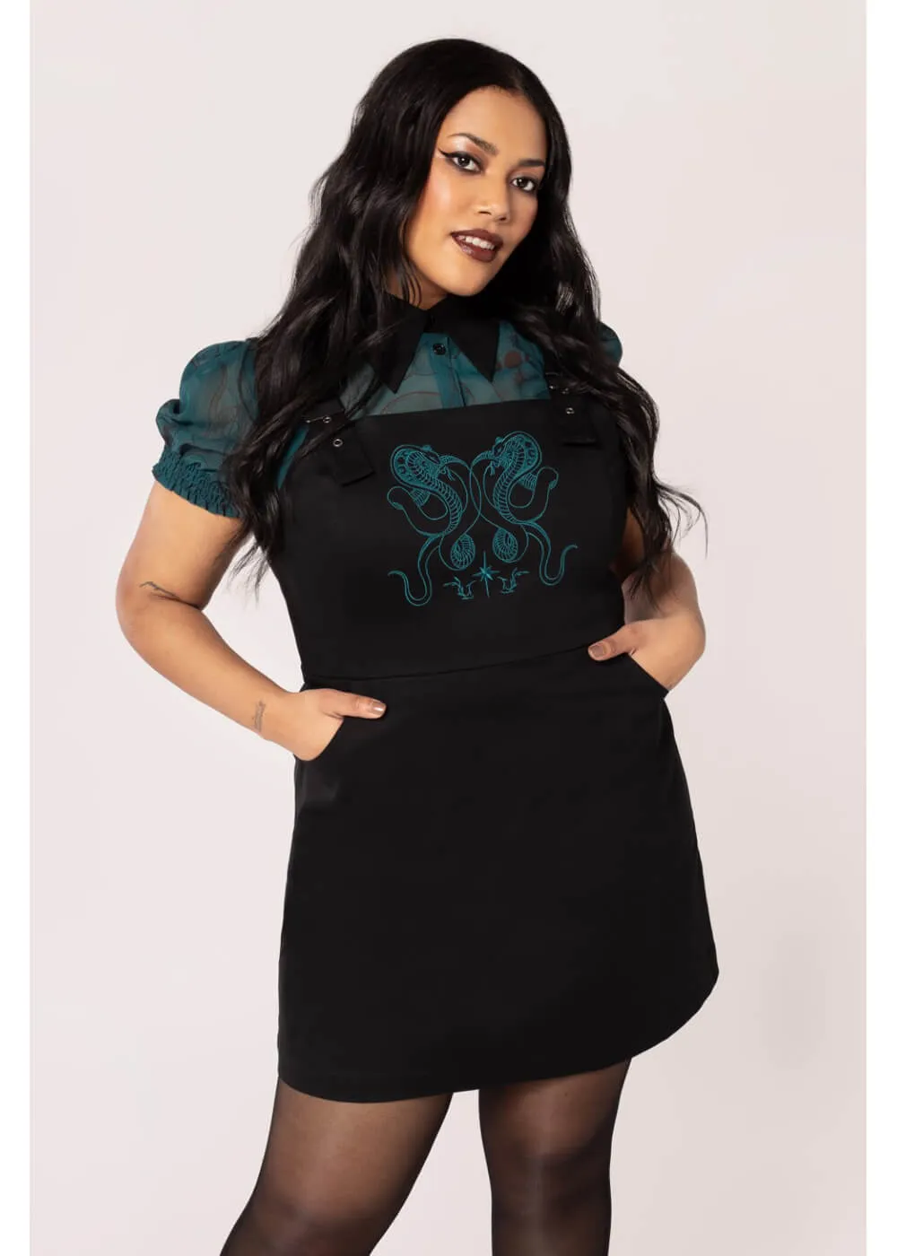 Hell Bunny Venom Snake 80's Mini Dress Green