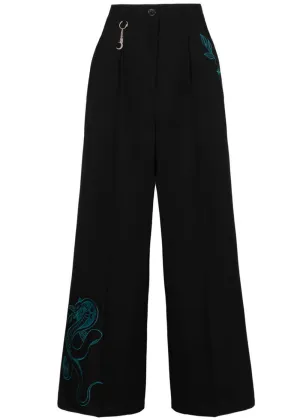 Hell Bunny Venom Snake 80's Trousers Green