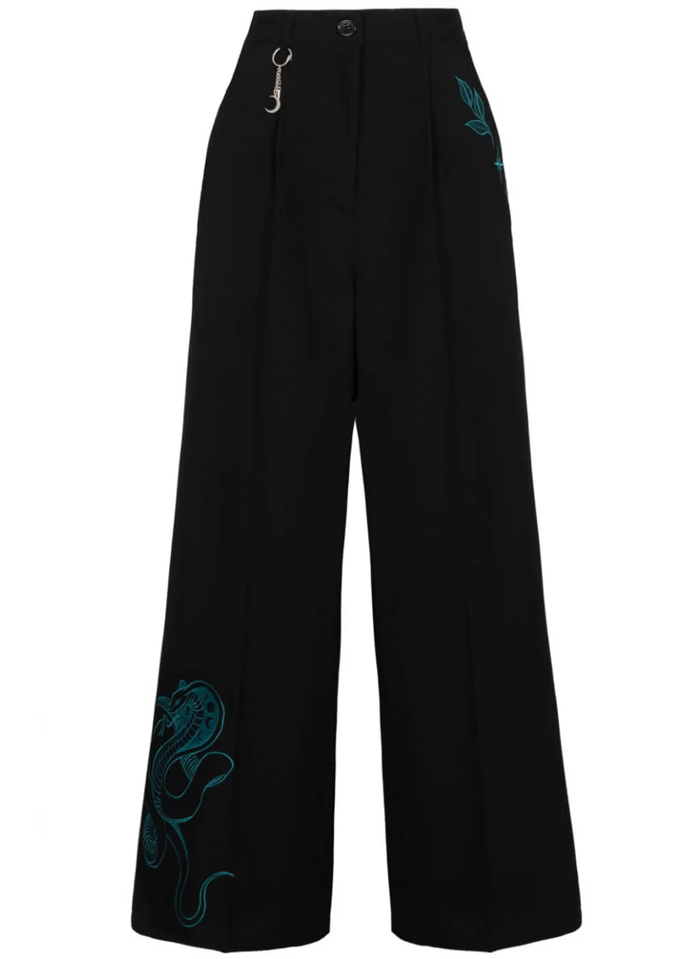 Hell Bunny Venom Snake 80's Trousers Green