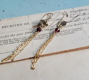 Hexagons, stone and chains earrings