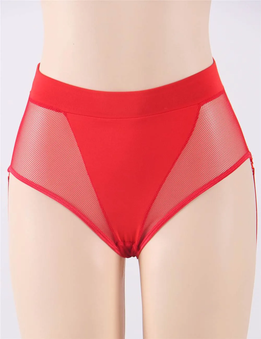 High Waist Side Black Garter Fishnet Panty