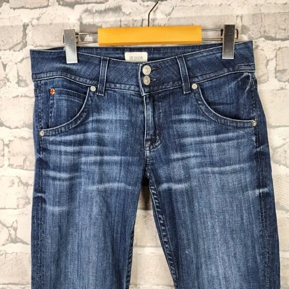 Hudson Boot Cut Dark Wash Jeans Back Flap Pocket Size 28 Made in USA