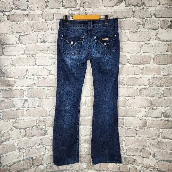 Hudson Boot Cut Dark Wash Jeans Back Flap Pocket Size 28 Made in USA