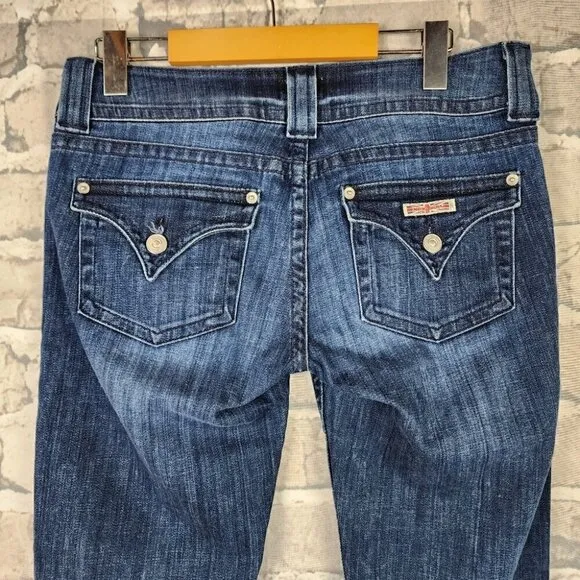 Hudson Boot Cut Dark Wash Jeans Back Flap Pocket Size 28 Made in USA