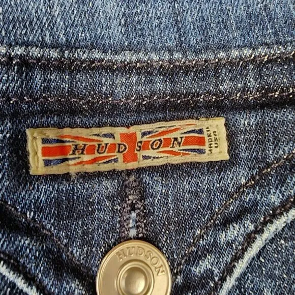 Hudson Boot Cut Dark Wash Jeans Back Flap Pocket Size 28 Made in USA