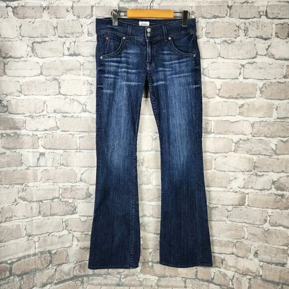 Hudson Boot Cut Dark Wash Jeans Back Flap Pocket Size 28 Made in USA