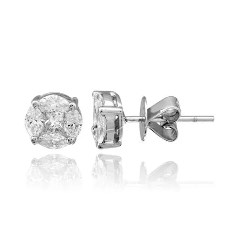 Illusion Round Diamond Stud Earrings