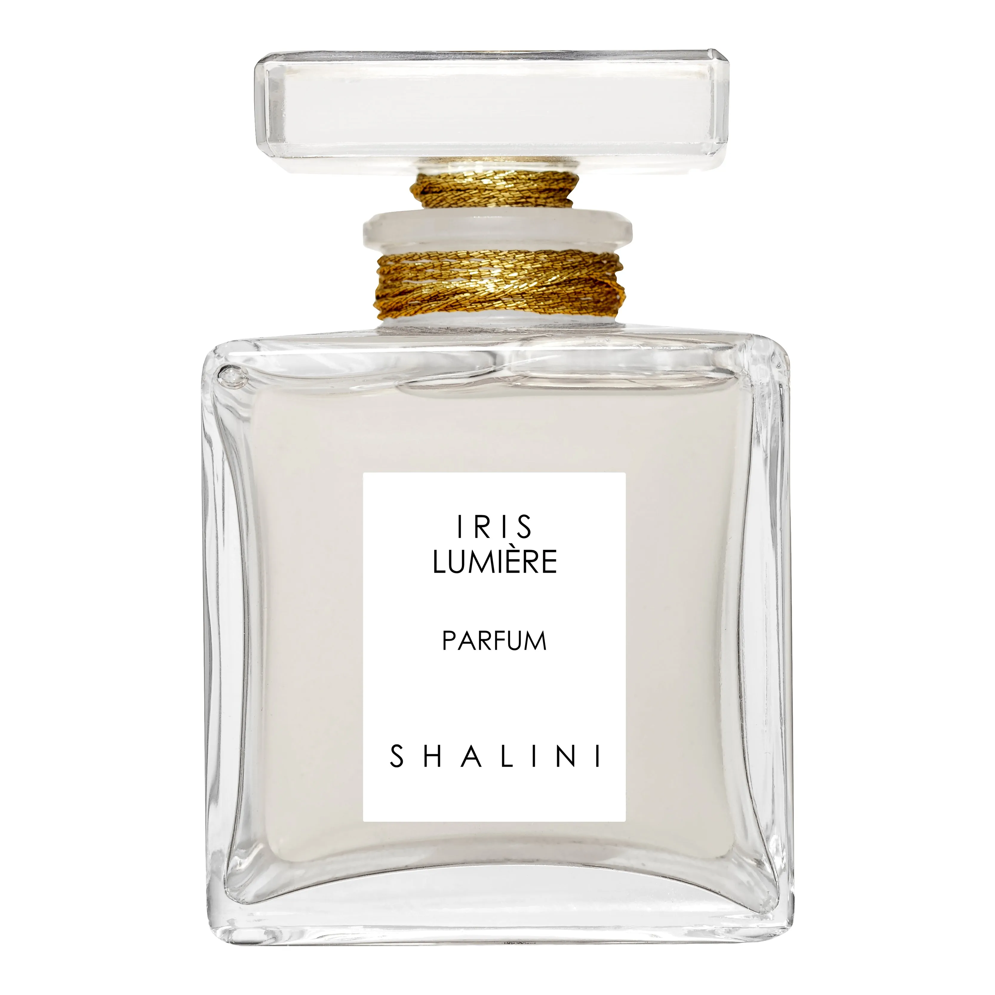 Iris Lumière | Cubique Glass Bottle with Stopper sealed with Gold Thread