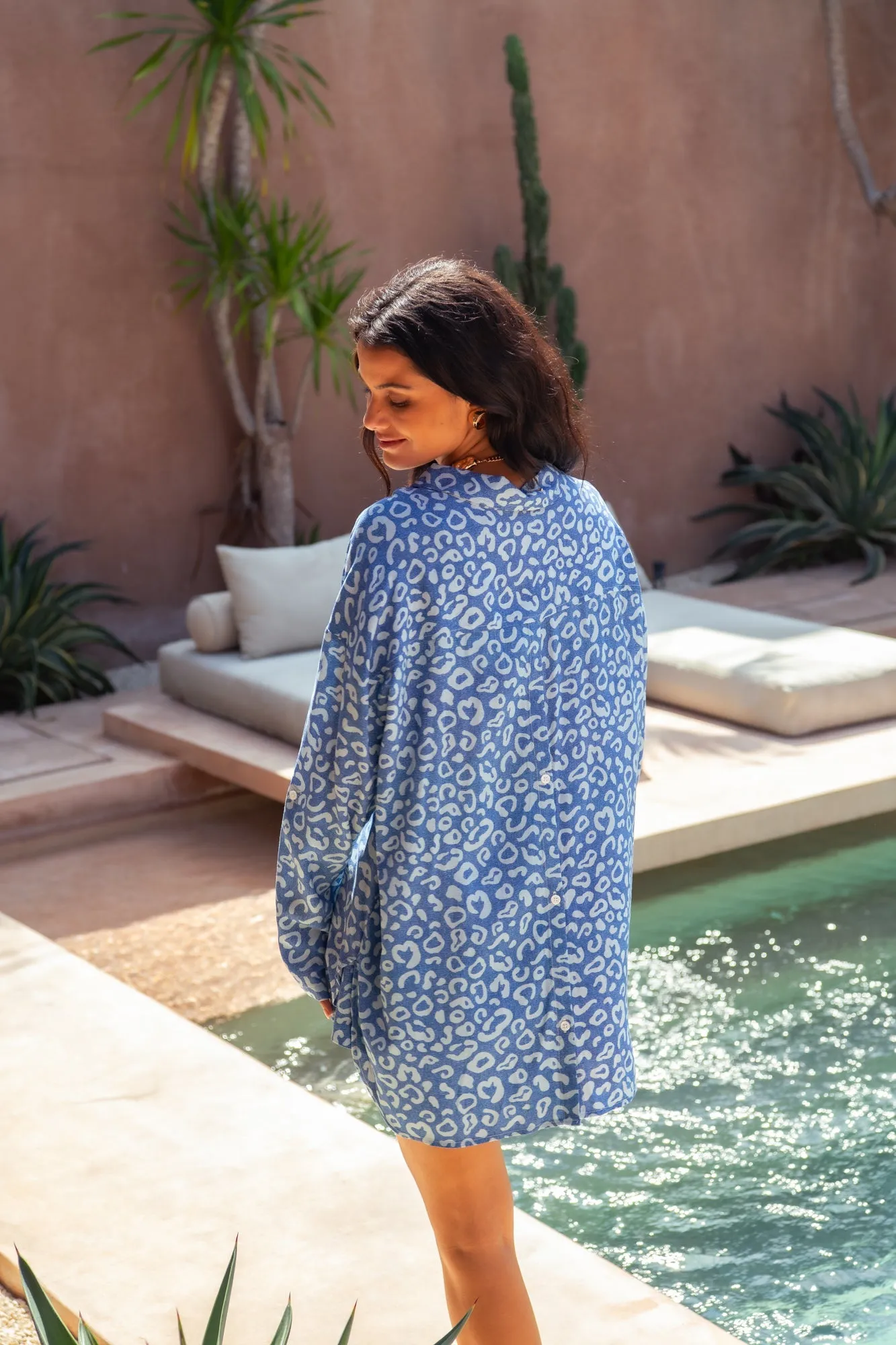Kelly Shirt - Denim Leopard