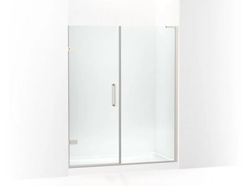 KOHLER K-27618-10L Composed 58"–58-3/4" W x 71-1/2" H frameless pivot shower door with 3/8" Crystal Clear glass and back-to-back vertical door pulls