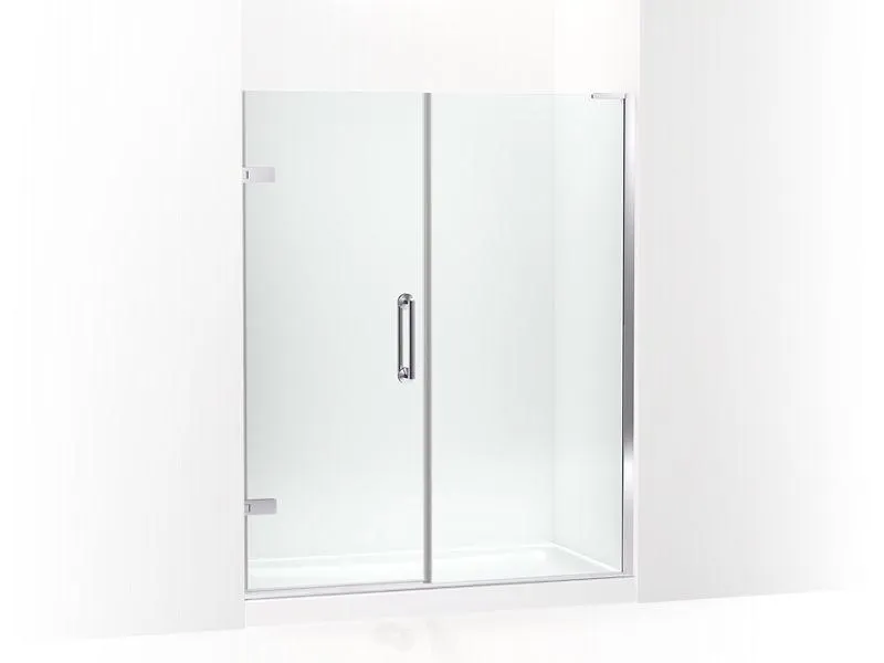 KOHLER K-27618-10L Composed 58"–58-3/4" W x 71-1/2" H frameless pivot shower door with 3/8" Crystal Clear glass and back-to-back vertical door pulls