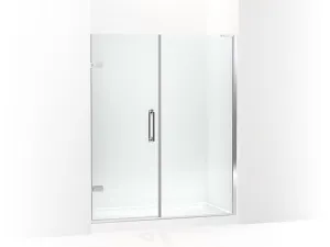 KOHLER K-27618-10L Composed 58"–58-3/4" W x 71-1/2" H frameless pivot shower door with 3/8" Crystal Clear glass and back-to-back vertical door pulls