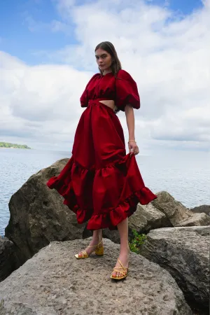 Laila Maxi Taffeta Dress Carmine