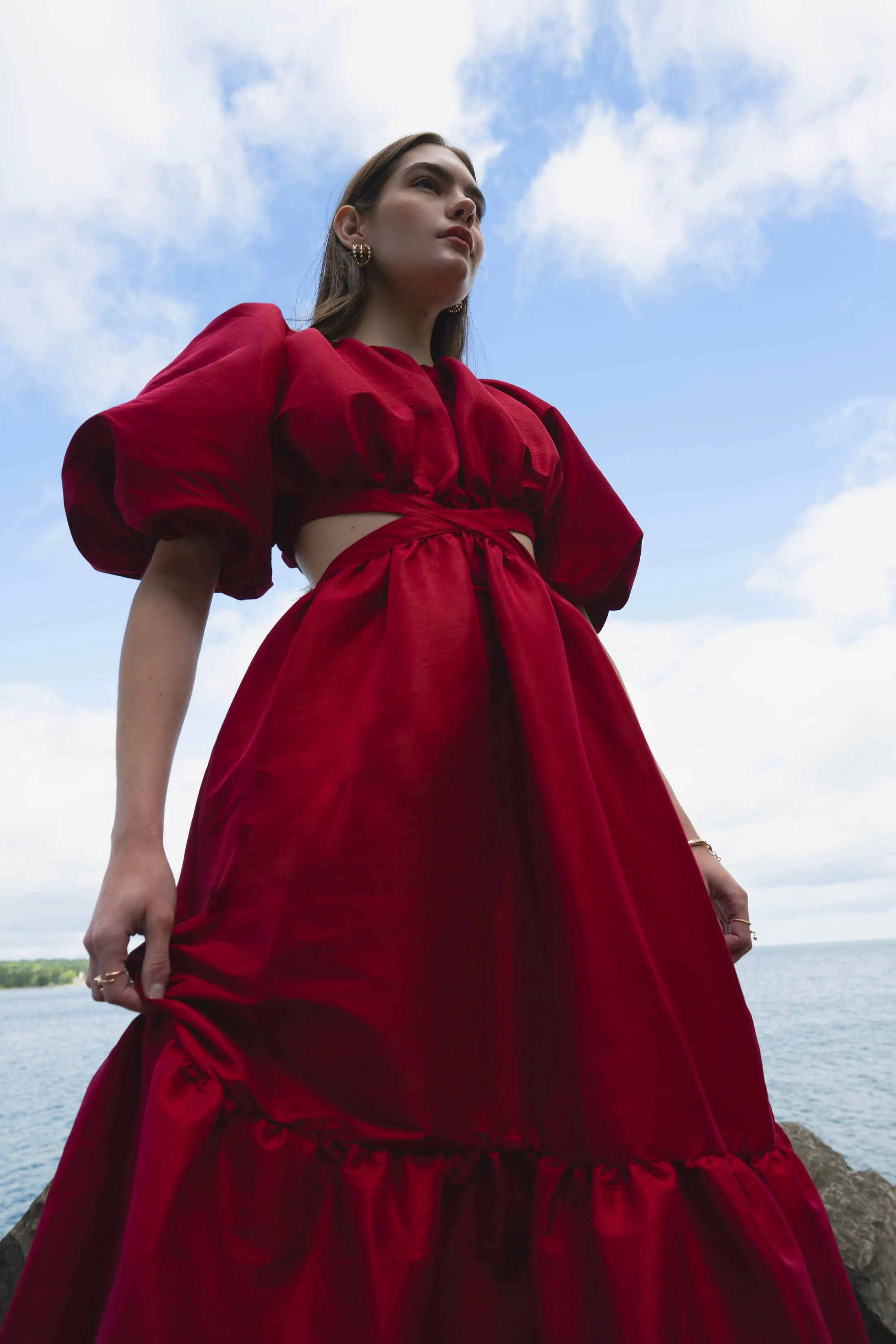 Laila Maxi Taffeta Dress Carmine
