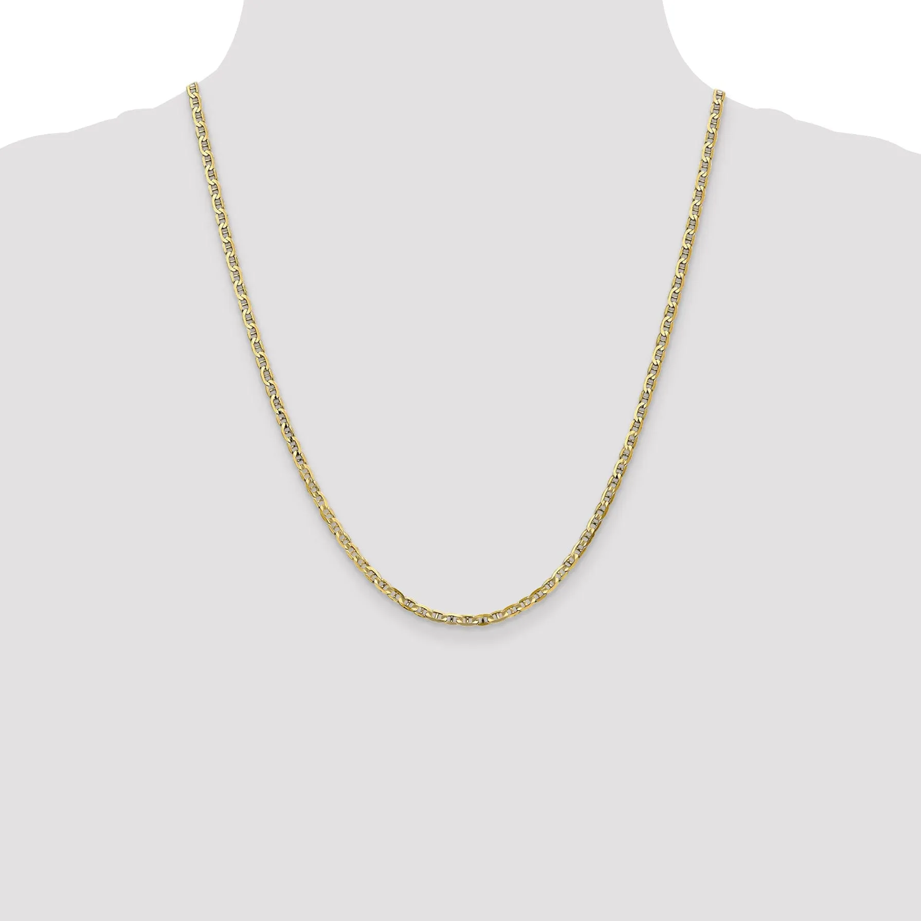 Leslie 10k Yellow Gold 3mm Concave Anchor Chain