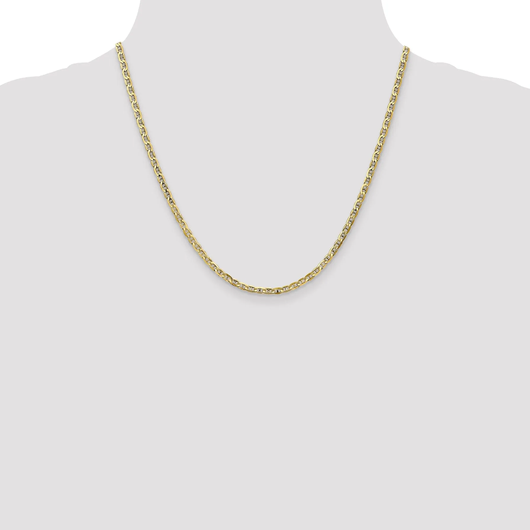 Leslie 10k Yellow Gold 3mm Concave Anchor Chain