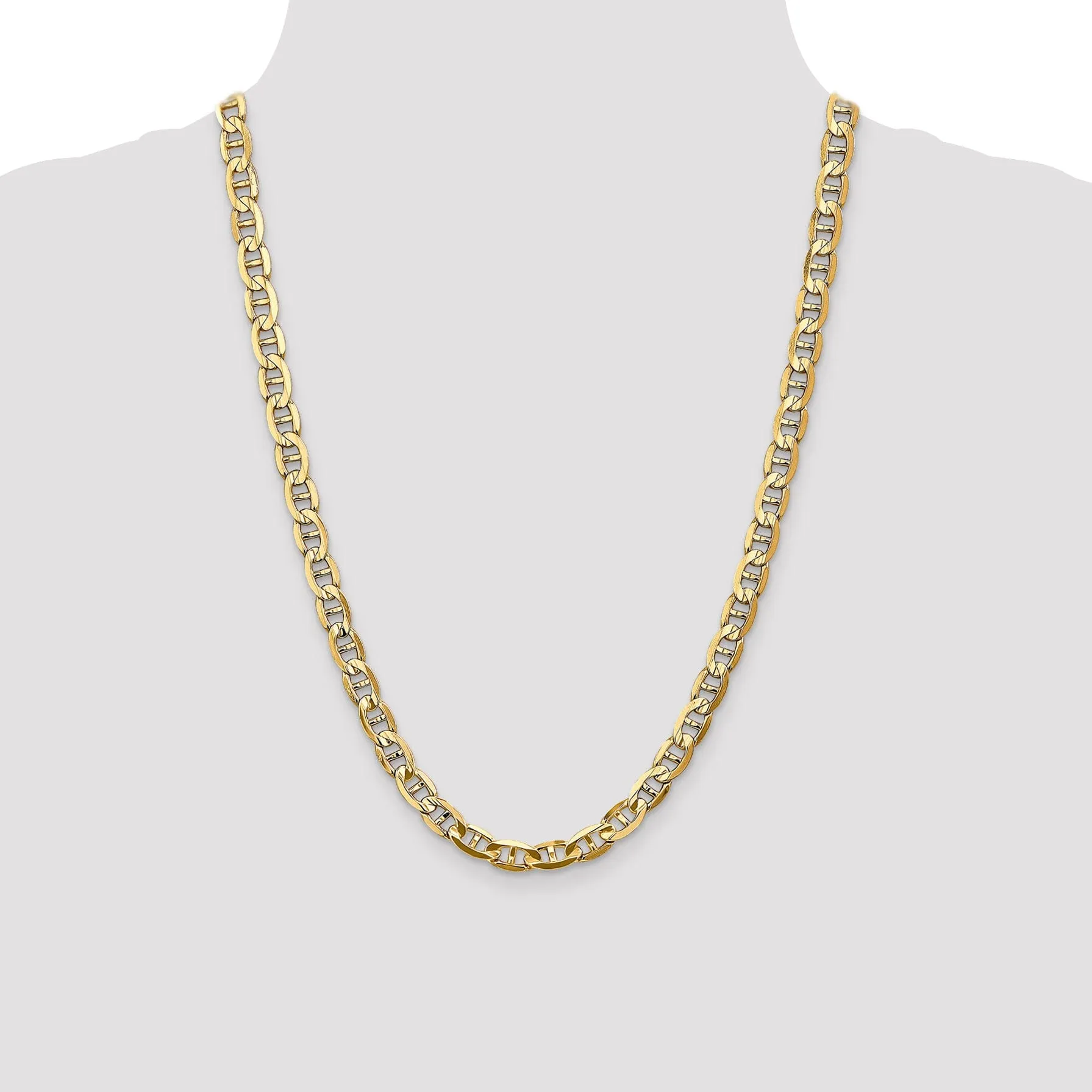 Leslie 14k Yellow Gold 7mm Concave Anchor Chain