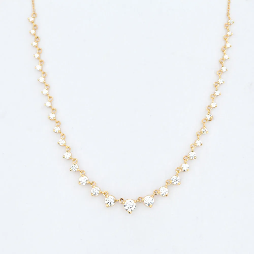 Linked Graduated Prong Tennis Necklace