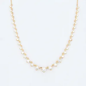 Linked Graduated Prong Tennis Necklace