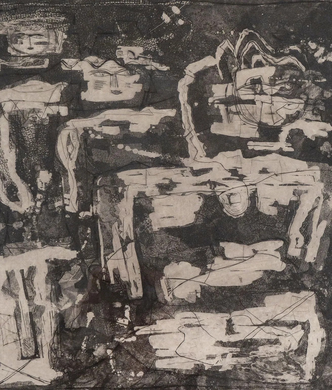 LOUISE NEVELSON "JUNGLE FIGURES III" ETCHING, 1953-1955