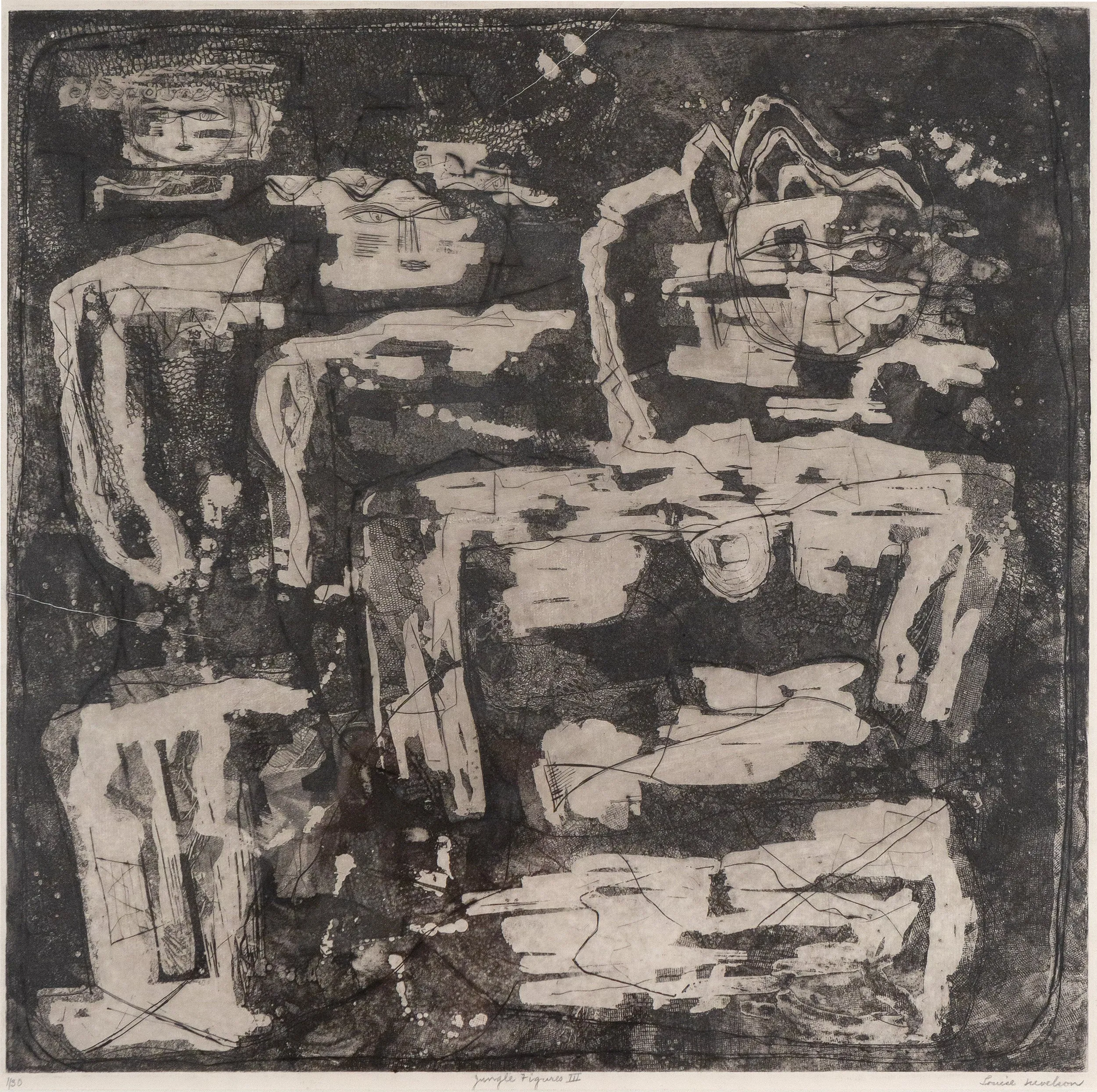 LOUISE NEVELSON "JUNGLE FIGURES III" ETCHING, 1953-1955